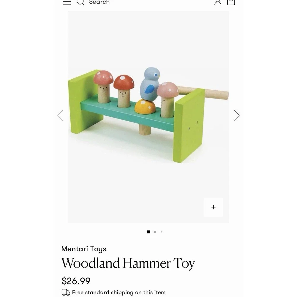 Toddler toy lot- Mentari Wooden mushroom Hammer Toy and Peppa Pig Pull Toy Tomy